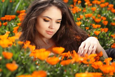 Enjoyment - free smiling woman enjoying happiness. Beautiful wom