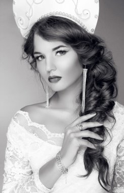 siyah-beyaz glamour portre sevimli kız manken e