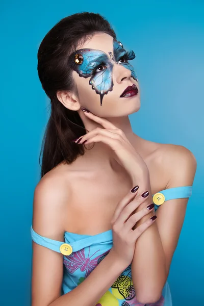 Makeup. Fashion face art portrait. Beautiful model girl posing i — Stock Photo, Image