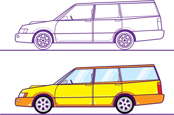 Carro amarillo — Vector de stock