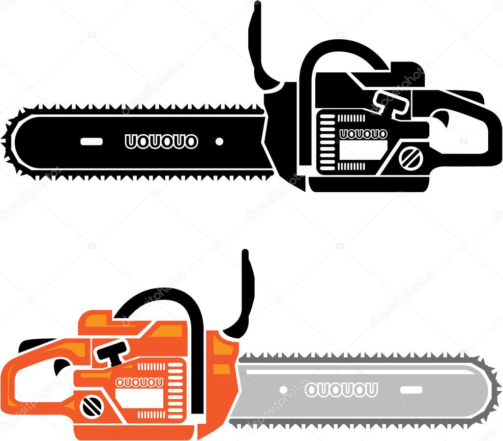 Ícone de motosserra vermelha ferramenta ou equipamento de trabalho elétrico  ou a gasolina