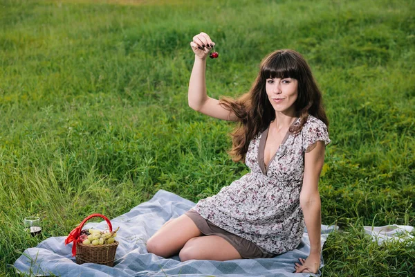 Genieten van picknick — Stockfoto