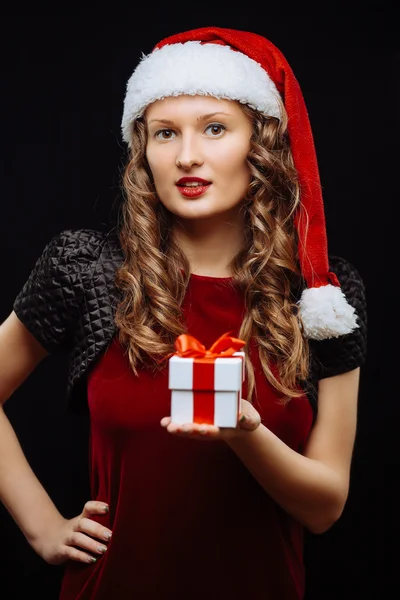 Santa brunette meisje — Stockfoto