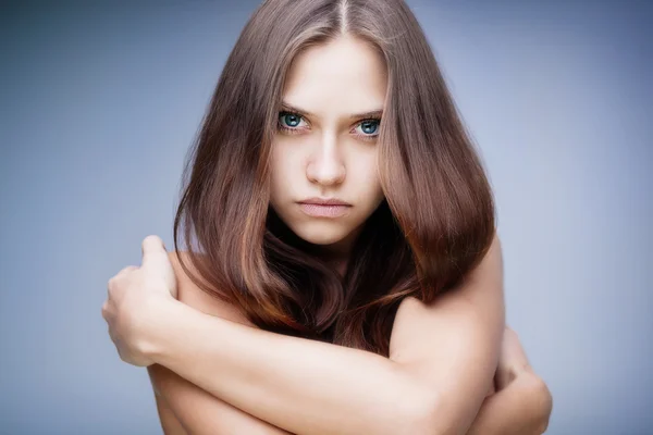 Nahaufnahme Brünette Porträt — Stockfoto