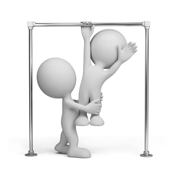 3D person on a horizontal bar — Stock Photo, Image