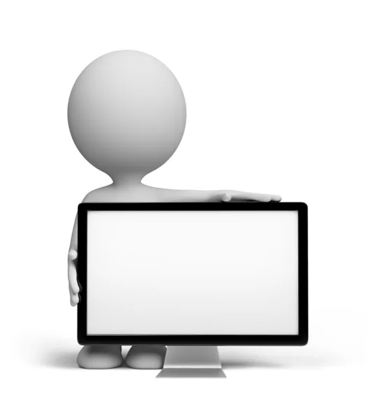 3d person with TV — Stock Photo, Image