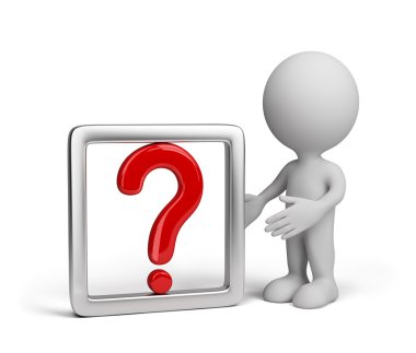 Soru işareti olan 3D adam.