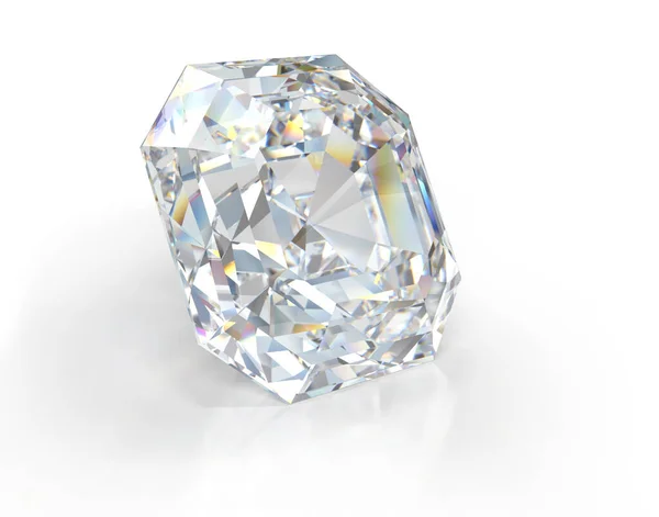 Grand Beau Diamant Taille Carrée Image Fond Blanc — Photo