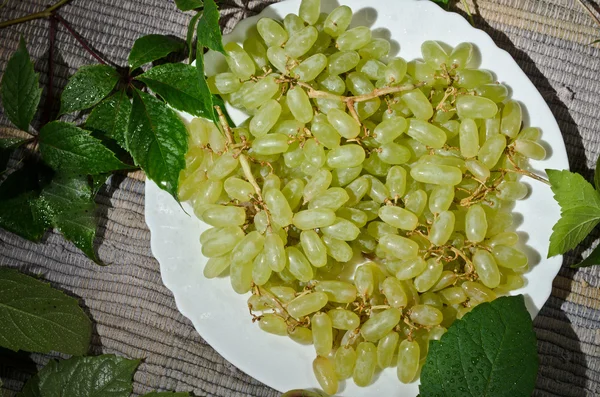 Uvas em um prato branco — Fotografia de Stock