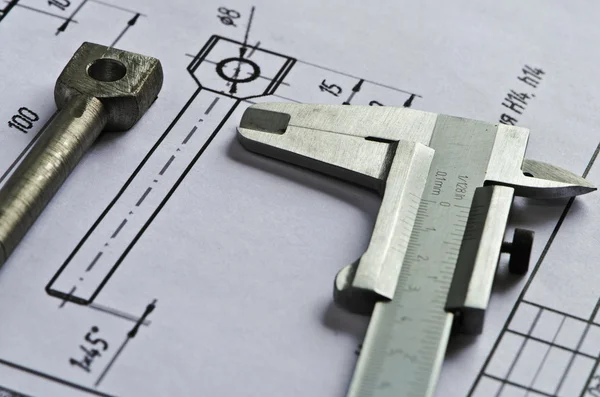 Vernier Kaliper, ayrıntı, çizim-2