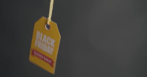 Label Met Tekst Black Friday Super Sale Donkere Achtergrond — Stockvideo