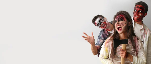 Zombies Aterradores Sobre Fondo Claro Con Espacio Para Texto —  Fotos de Stock