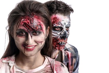 Beyaz arka plan üzerinde korkunç zombiler