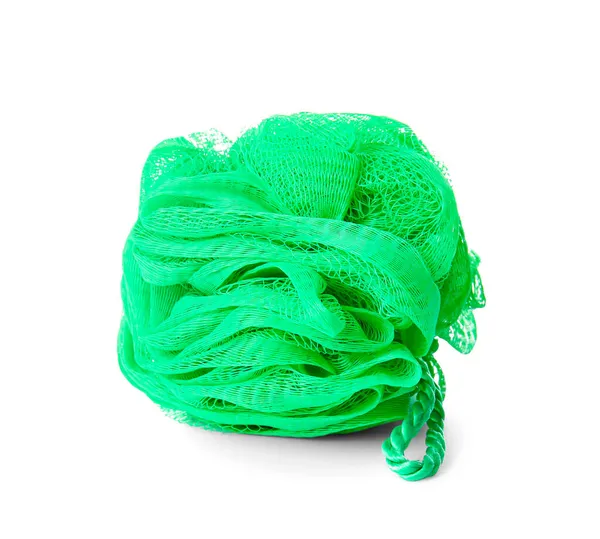 Green Bath Sponge Isolated White Background — Stock Photo, Image