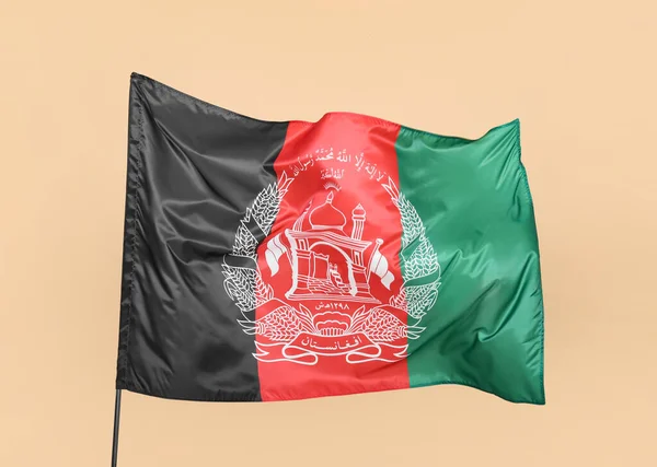 Bandeira Acenando Afeganistão Fundo Bege — Fotografia de Stock