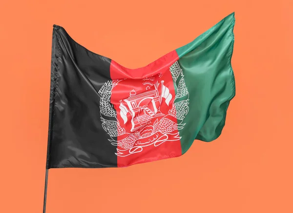 Bandeira Acenando Afeganistão Fundo Vermelho — Fotografia de Stock