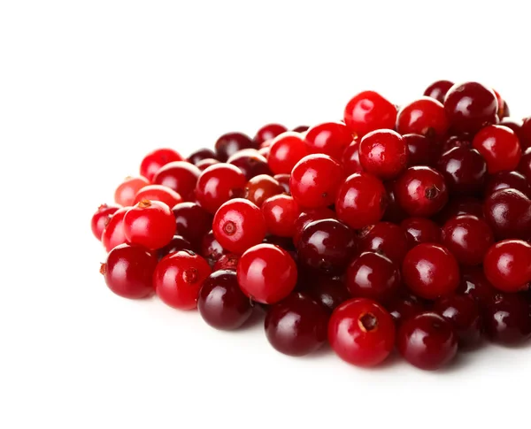 Heap Ripe Cranberries White Background Closeup — Stock Photo, Image