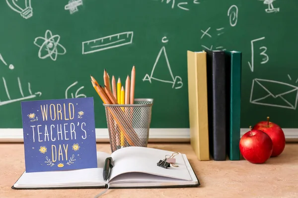 Composition Greeting Card Table Classroom Teacher Day Celebration — Stock Photo, Image