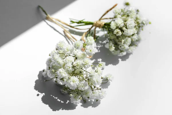 Beautiful Gypsophila Boutonnieres White Background — Stock Photo, Image