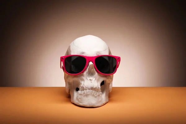 Skull Stylish Sunglasses Dark Background — Stock Photo, Image