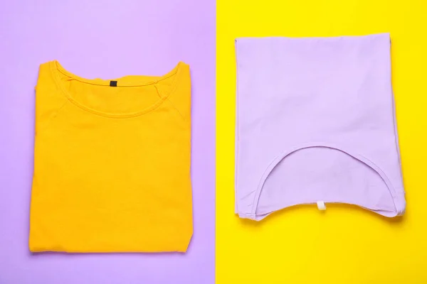 Two Stylish Shirts Color Background — Stock Photo, Image