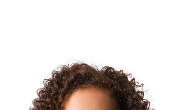 Fronte Giovane Donna Afro Americana Con Capelli Sani Sfondo Bianco — Foto Stock