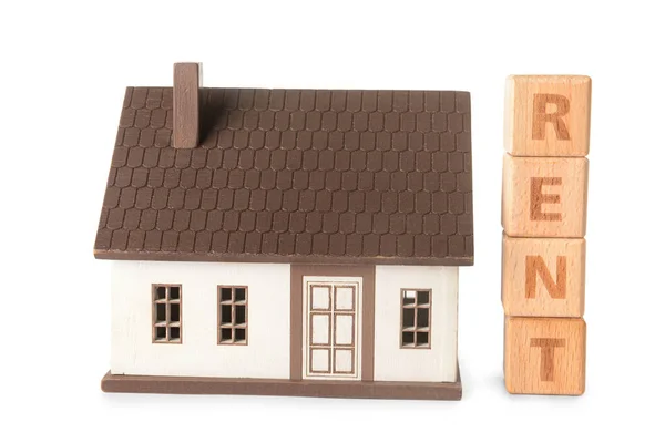 House Model Word Rent White Background — Stock Photo, Image