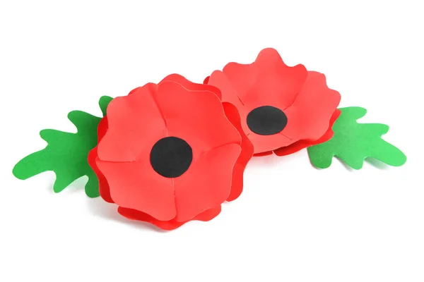 Remembrance Day Canada Red Poppy Flowers White Background — Stock Photo, Image