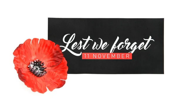 Remembrance Day Canada Red Poppy Flowers Card White Background — Stock Photo, Image