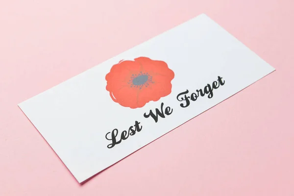Remembrance Day Canada Red Poppy Flower Card Pink Background — Stock Photo, Image