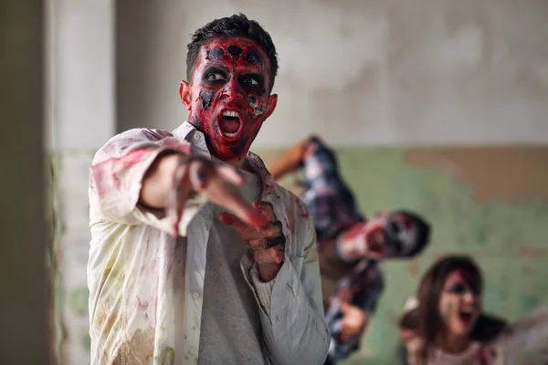 Scary Zombies Ruined Building — Stock Photo, Image