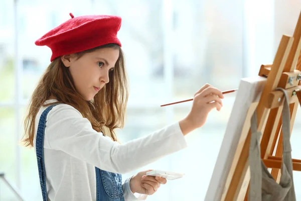 Cute Little Girl Painting Home — Stock Photo, Image