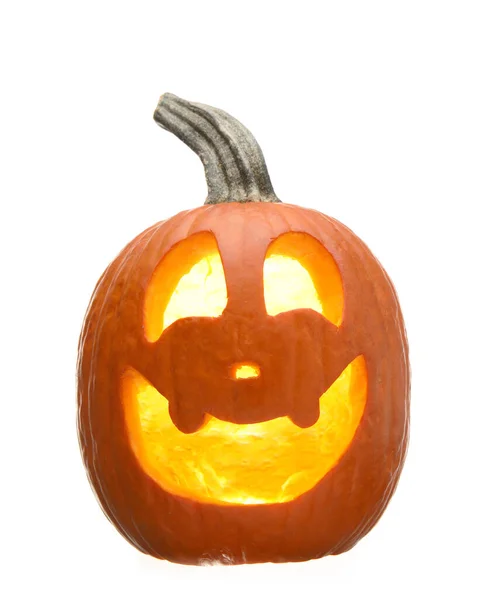 Geschnitzter Kürbis Für Halloween Auf Weißem Hintergrund — Stockfoto