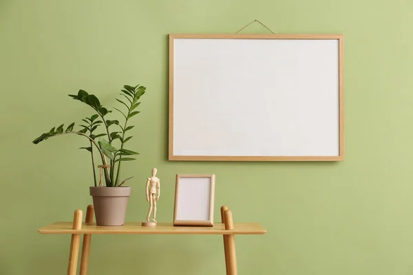 Blank Poster Frame Hanging Color Wall — Stock Photo, Image