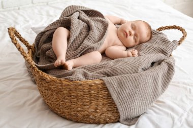sepet içinde uyuyan bebek