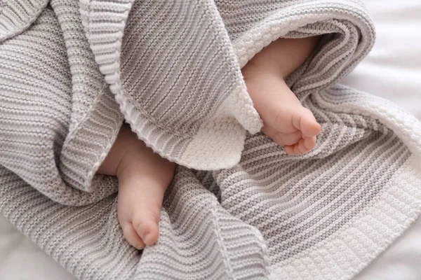 Adorable Baby Leg Bed Closeup — Stock Photo, Image