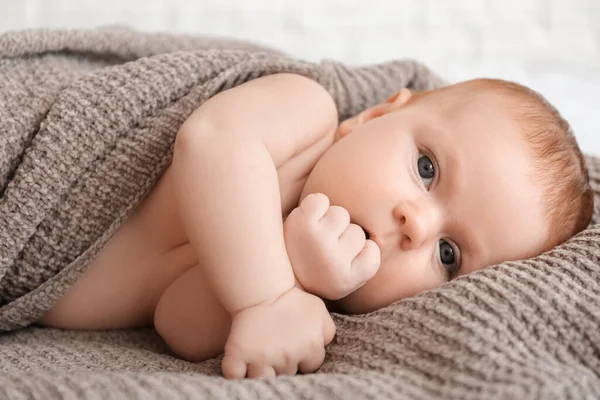Little Baby Lying Bed — Stock Photo, Image