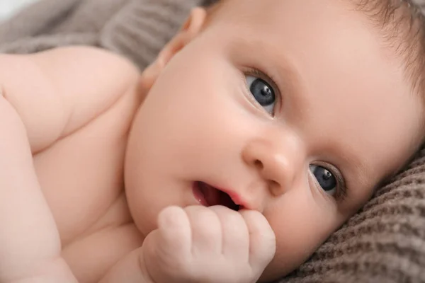 Little Baby Lying Bed Closeup — Stock Photo, Image