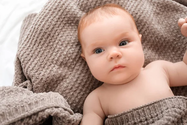 Little Baby Lying Bed — Stock Photo, Image