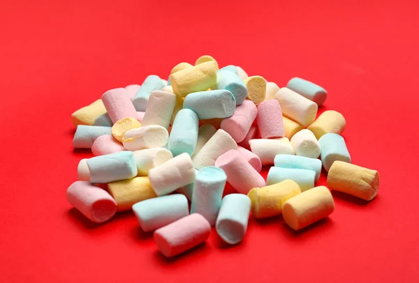 Chutné Barevné Marshmallows Barevném Pozadí — Stock fotografie