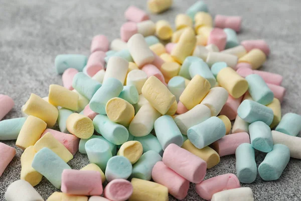 Tasty Marshmallows Grey Background Closeup — Stock Photo, Image