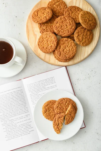 Plate Tasty Hojicha Cookies White Background — Stock Photo, Image