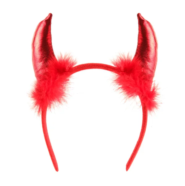 Красные Рога Дьявола Хэллоуин Белом Фоне — стоковое фото