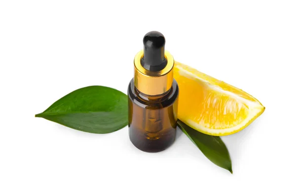 Bottle Citrus Essential Oil Isolated White — Stock Photo, Image