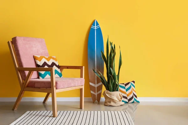 Armchair Room Stylish Decor Color Wall — Stock Photo, Image