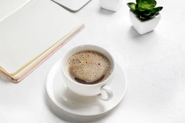 Tazza Caffè Saporito Sul Posto Lavoro — Foto Stock