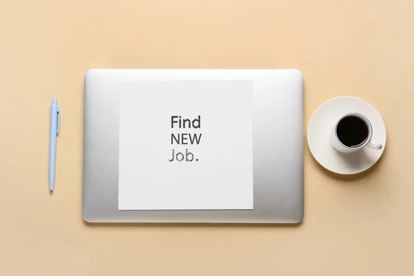 텍스트 Find New Job 노트북 — 스톡 사진
