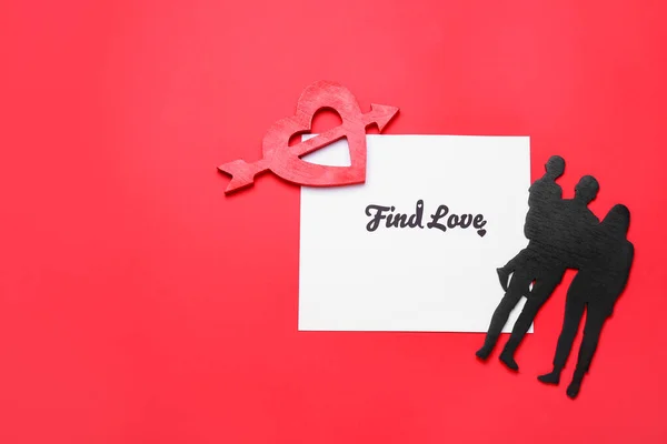 Figura Familia Hoja Papel Con Texto Encontrar Amor Sobre Fondo — Foto de Stock