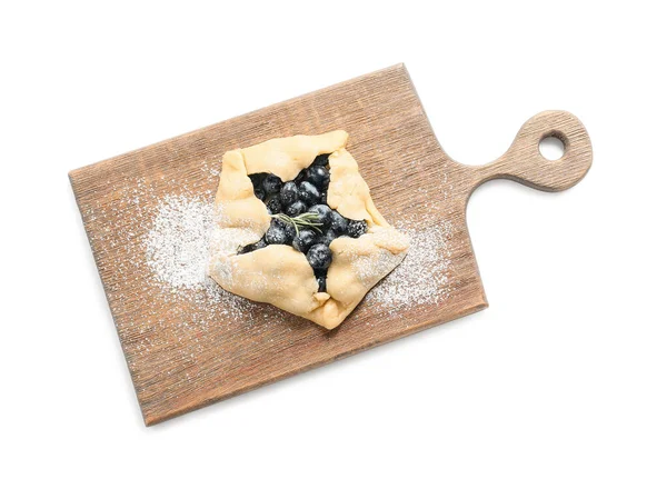 Board Raw Blueberry Galette White Background — Stock Photo, Image