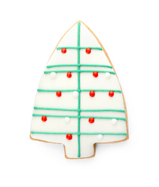 Beautiful Christmas cookie on white background